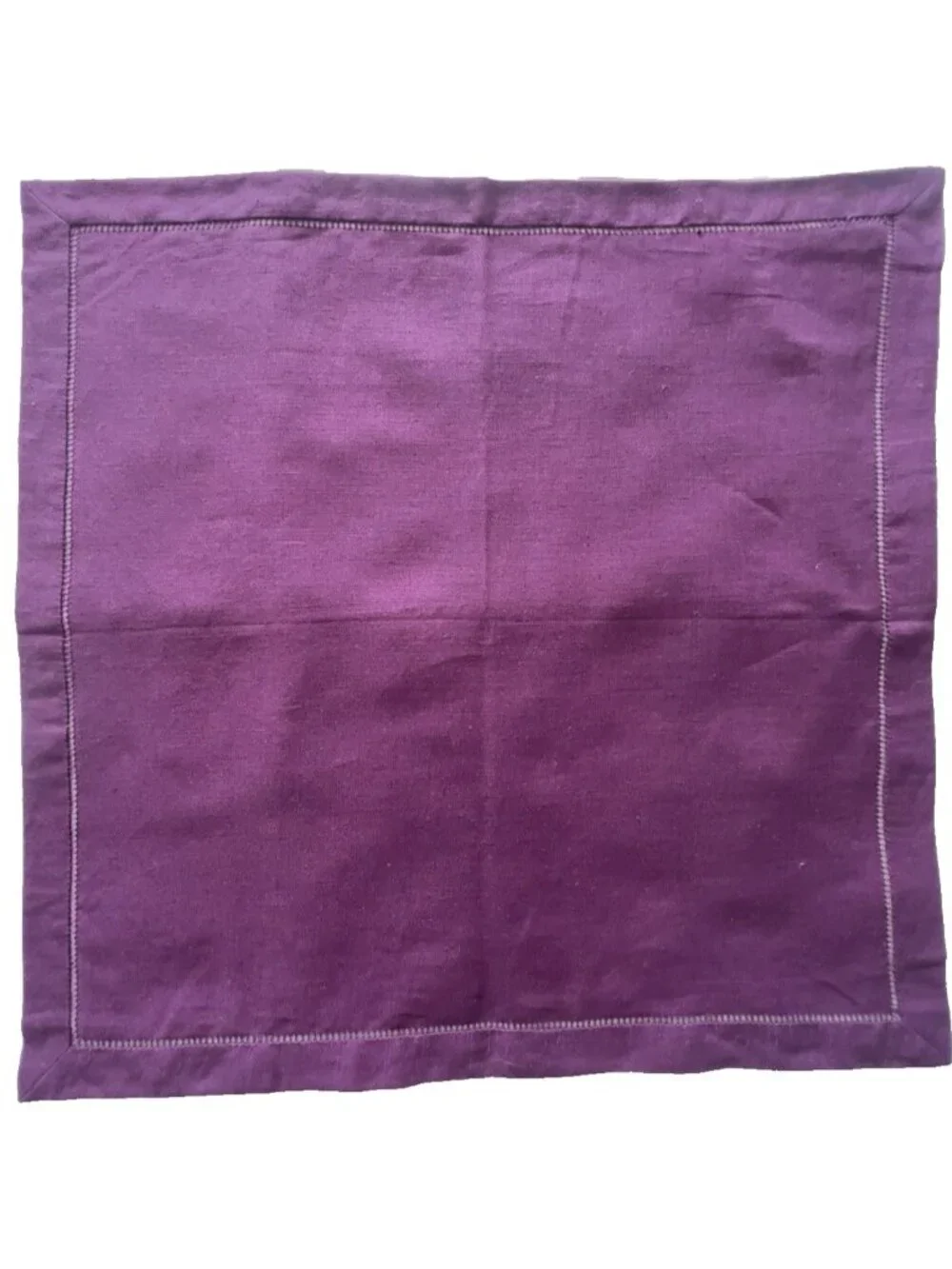 POTTERY BARN Napkin 100% Linen Purple Hemstitch 20